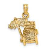 14K 3-D Beach Chair w/ Umbrella Charm