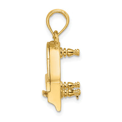 14K 3-D Grand Piano Top Opens Charm