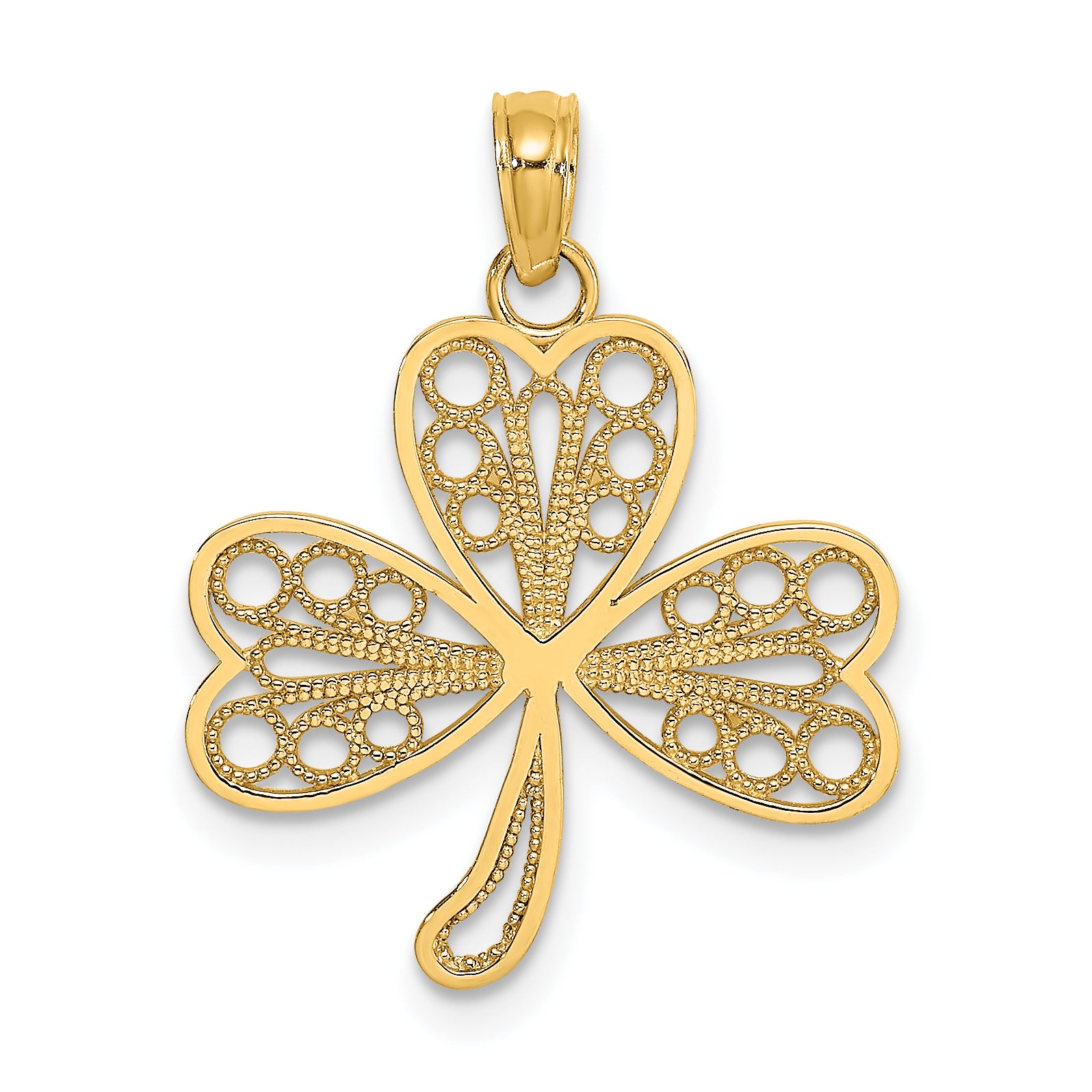 14K Filigree 3-Leaf Clover Charm