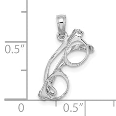 14K White Gold 3-D Moveable Glasses Charm