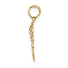 14K Polished Smiley Face w/ Graduation Cap Charm