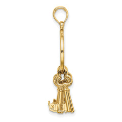 14K Moveable 3D I LOVE YOU Key Chain Charm