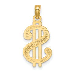 14K Textured Dollar Sign Charm