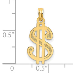 14K Textured Dollar Sign Charm