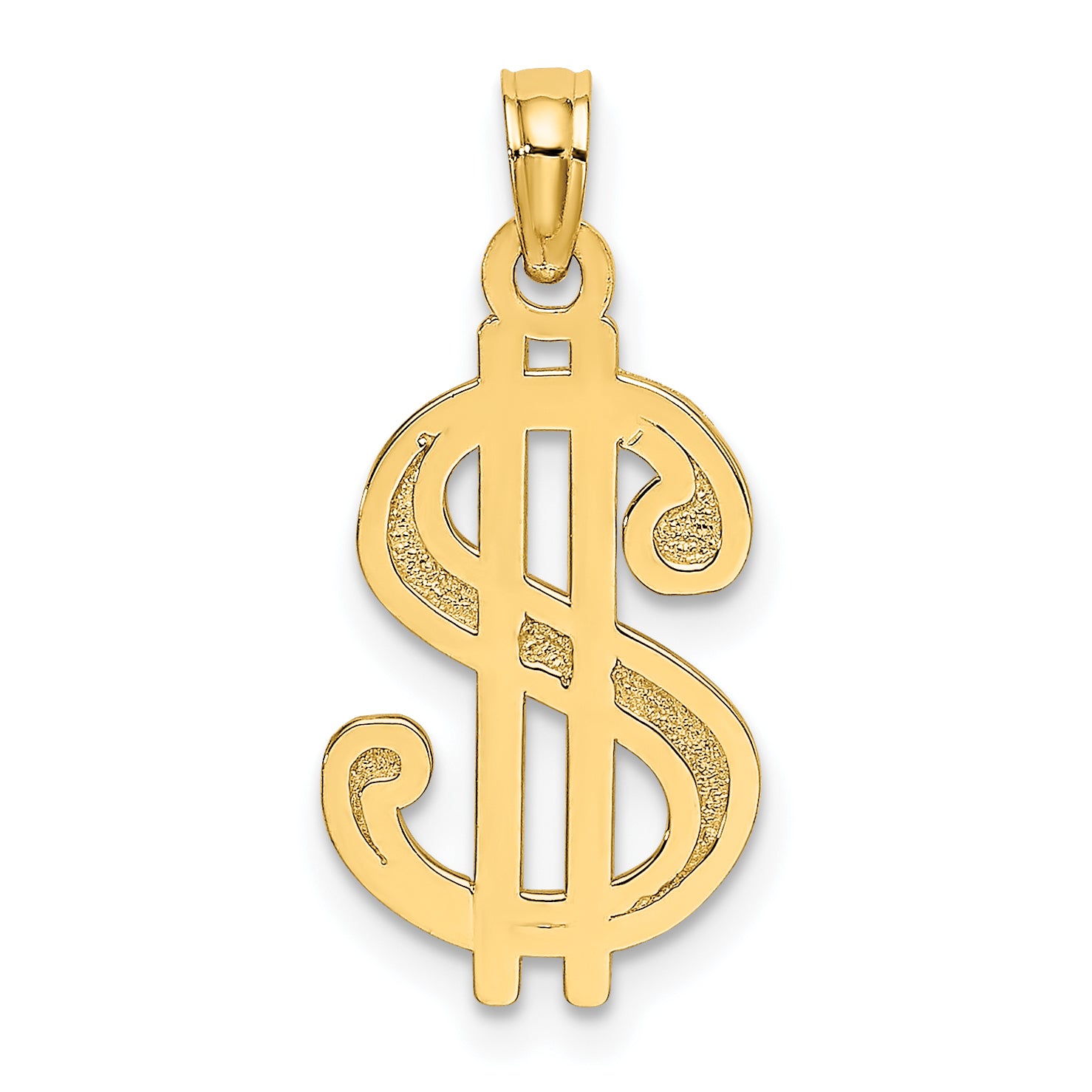 14K Textured Dollar Sign Charm