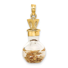 14K 3-D Gold Leaf In Bottle Charm