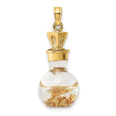 14K 3-D Gold Leaf In Bottle Charm