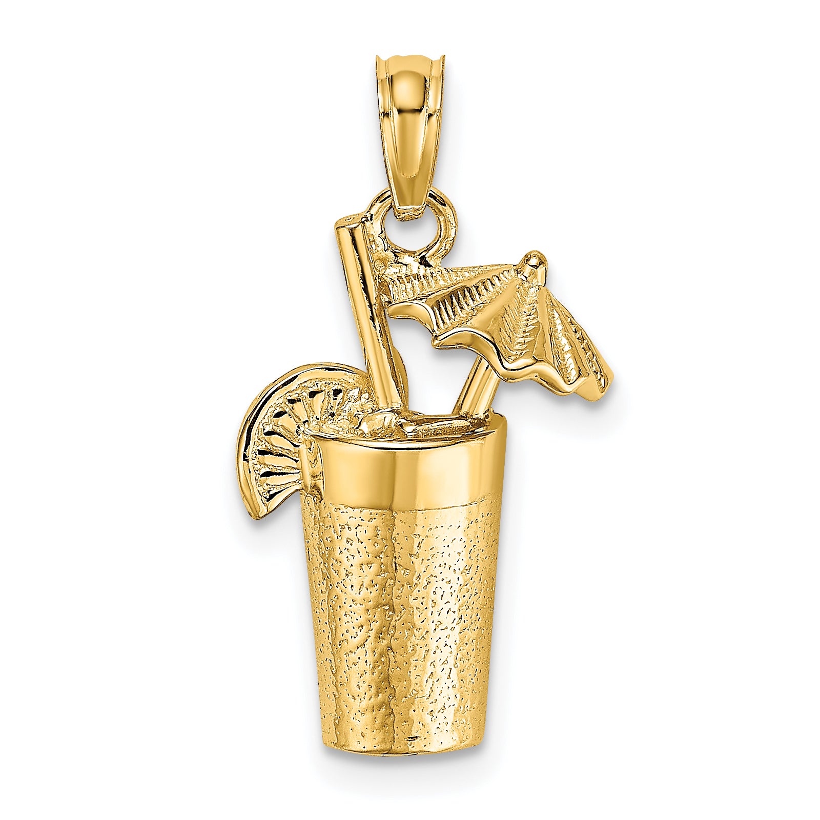 14K Cocktail Drink w/ Umbrella Charm