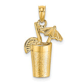 14K Cocktail Drink w/ Umbrella Charm