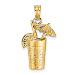 14K Cocktail Drink w/ Umbrella Charm