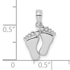 14K White Gold Double Feet Hang Ten Style Charm