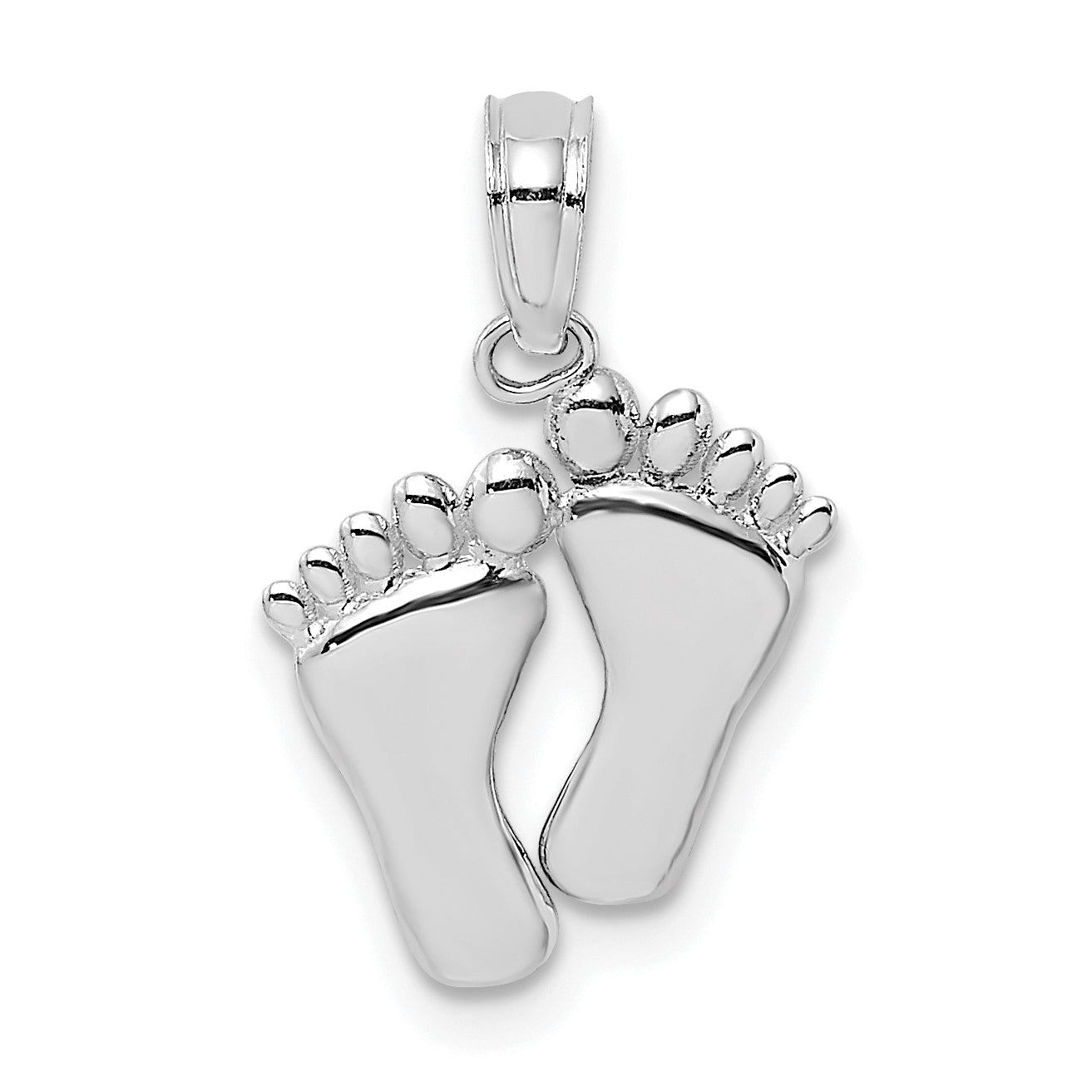14K White Gold Double Feet Hang Ten Style Charm