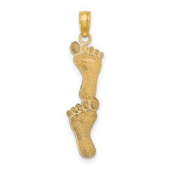 14K Polished Double Vertical Feet Charm