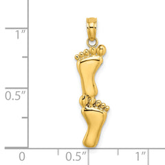 14K Polished Double Vertical Feet Charm