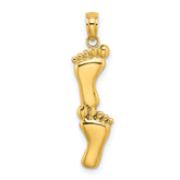14K Polished Double Vertical Feet Charm