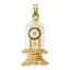 Enameled Clock Charm in 14K Yellow Gold, 22mm Moveable, Glass Dome - Sophia Jewelers