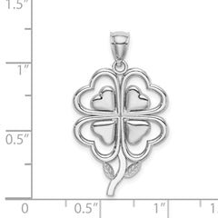 14K White Gold 4-Leaf Clover Charm
