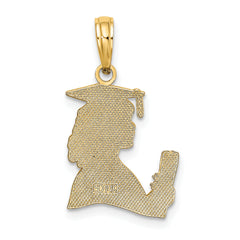 14K Polished Female Graduation Profile w/ Diploma Charm