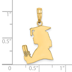 14K Polished Female Graduation Profile w/ Diploma Charm