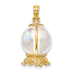 14K 3D Crystal Ball Charm