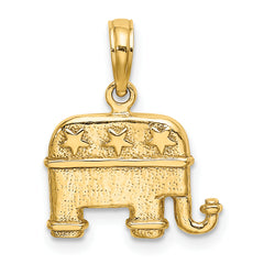 14K 3-D Textured Republican Elephant Charm