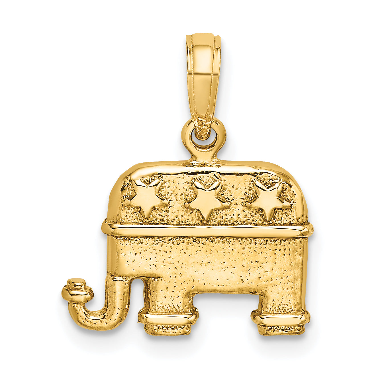 14K 3-D Textured Republican Elephant Charm