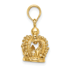 14K 3-D Polished Crown Charm