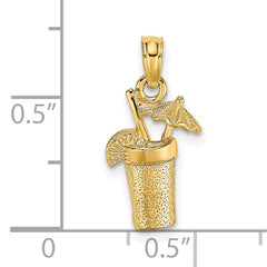 14K Cocktail Drink w/ Umbrella Charm