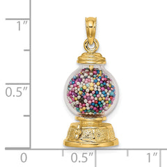 14K 3-D Moveable Gumball Machine Glass Pendant