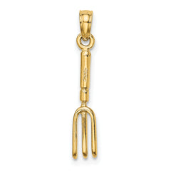 14K 3-D Fork Garden Tool Charm