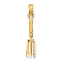 14K 3-D Fork Garden Tool Charm