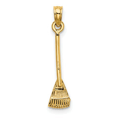14K 3-D Leaf Rake Garden Tool Charm