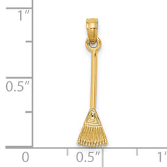14K 3-D Leaf Rake Garden Tool Charm