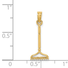 14K 3-D Landscape Rake Garden Tool Charm