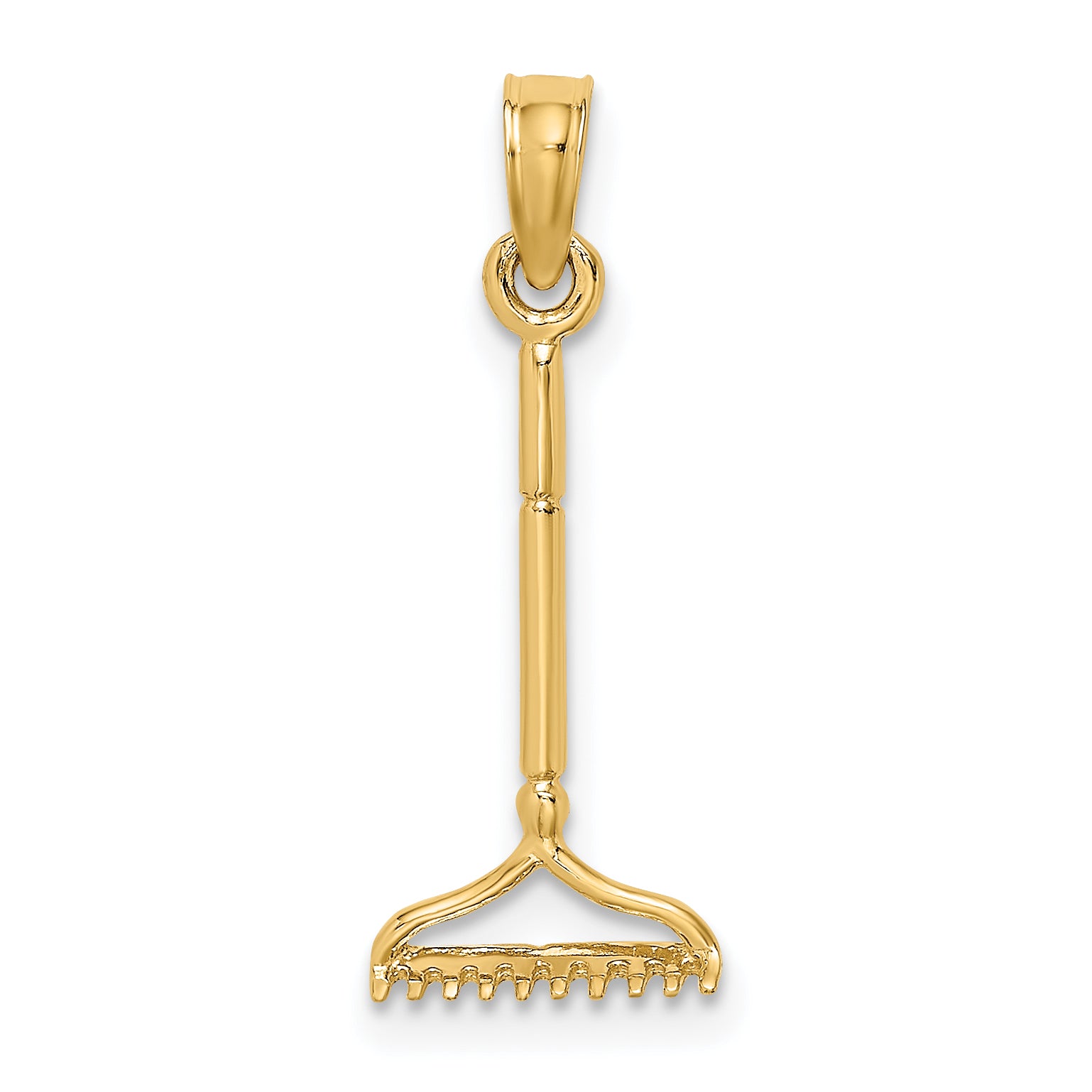 14K 3-D Landscape Rake Garden Tool Charm