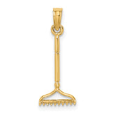 14K 3-D Landscape Rake Garden Tool Charm