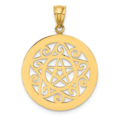 14K Tribal Star In Round Frame Charm