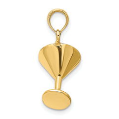 14K 3-D Polished Martini Glass Charm