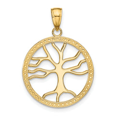 14K Large Tree Of Life In Round Frame Charm