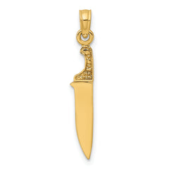 14K 3-D Polished Butcher Knife Charm