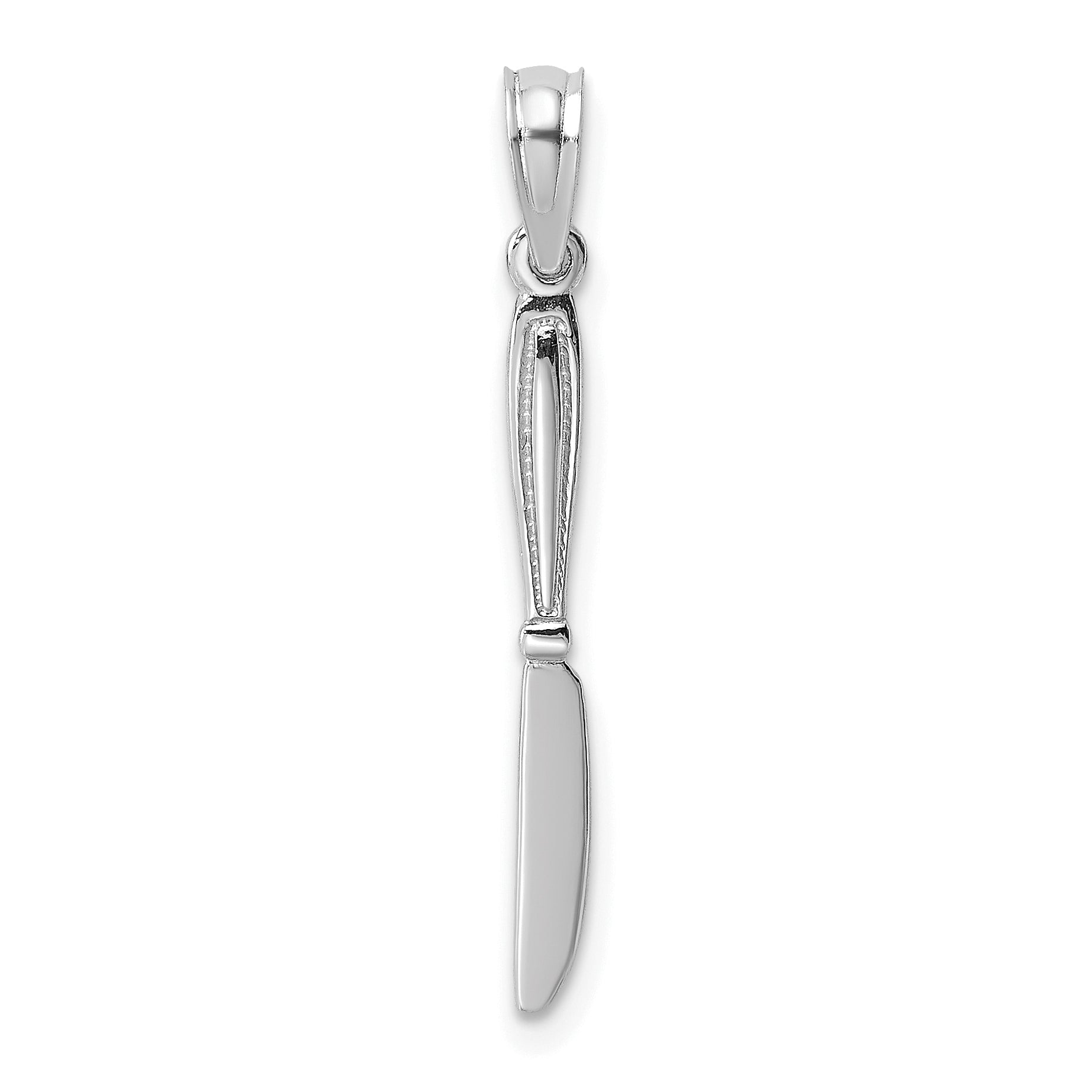 14K White Gold 3-D Polished Table Knife Charm