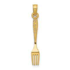 14K 3-D and Polished Table Fork Charm