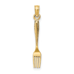 14K 3-D and Polished Table Fork Charm
