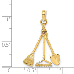 14K 3-D Moveable Garden Tool Collection Charm