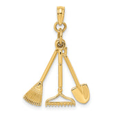 14K 3-D Moveable Garden Tool Collection Charm