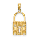 14K 3-D Padlock w/Key Hole Charm