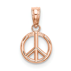 14K Rose Gold 3-D Peace Symbol Charm