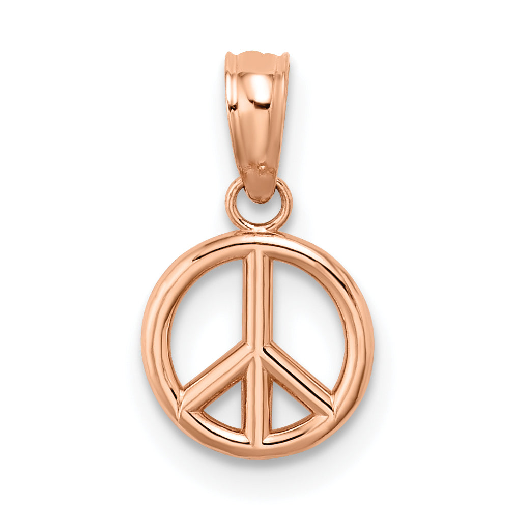 14K Rose Gold 3-D Peace Symbol Charm