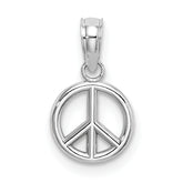 14K White Gold 3-D Peace Symbol Charm