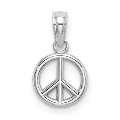 14K White Gold 3-D Peace Symbol Charm